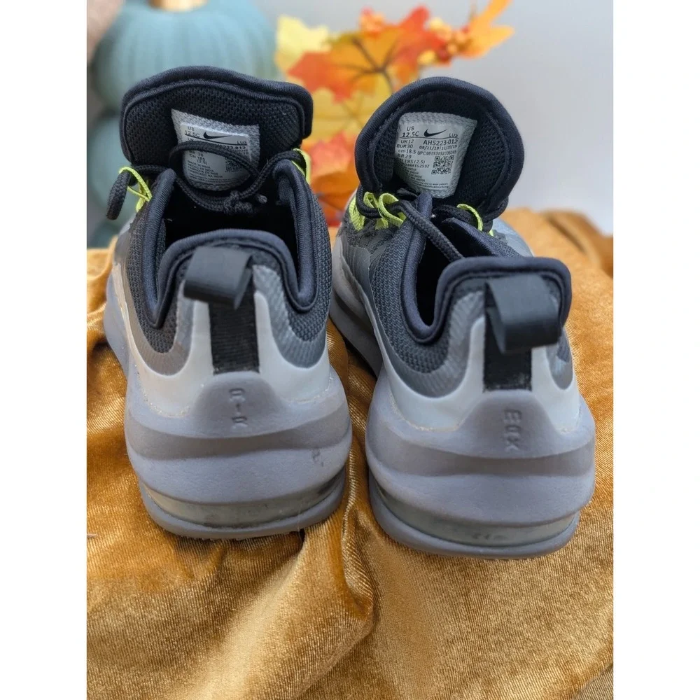Nike Air Max Axis Black Dark Grey Volt Kids Running Shoes AH5223-012 Size 12.5C
